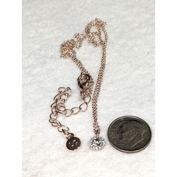 LC Rose Gold Chain Rhinestone Charm Bracelet Necklace Set - Picture 11 of 12